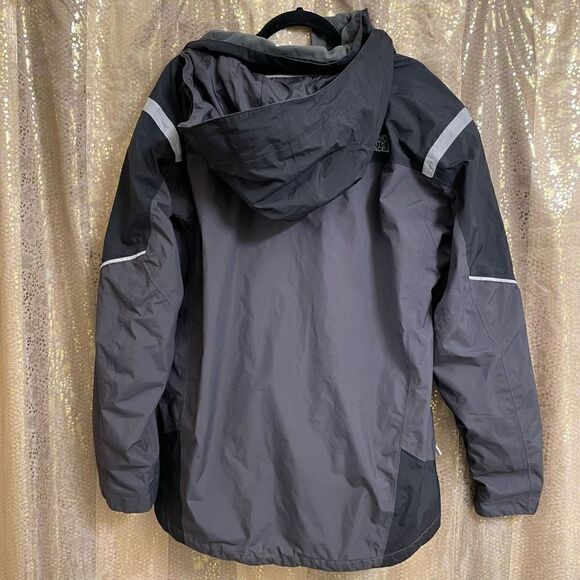 The North Face Mens Black Gray HyVent Winter Snow Rain Hooded Jacket Medium - Picture 2 of 13